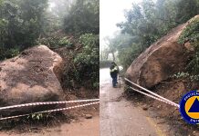 Queda de Rocha encerrou circulação rodoviária na Estrada da Pena