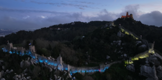 DR PSML | Castelo dos Mouros com as cores da bandeira da Ucrânia