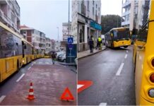 Autocarro da Carris cai em buraco e bloqueia trânsito em Queluz
